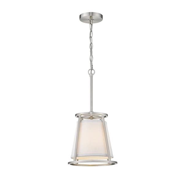 Z-Lite Lenyx Pendant 1 Light Mini Pendant, Brushed Nickel & White 1935MP-BN - main